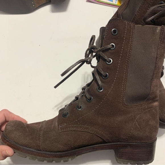 Tory Burch Suede 8 M Broome Lace Up Combat Boots - Picture 8 of 11